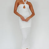 Mari Halterneck Midi Dress White