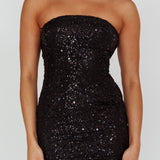 Rian Neck Strap Sequin Midi Dress Black