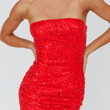Rian Neck Strap Sequin Midi Dress Red