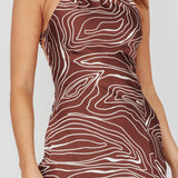 Onella Halterneck Laced Back Maxi Dress Ripple Brown