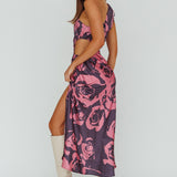 Charisma One-Shoulder Cut-Out Maxi Dress Floral Purple