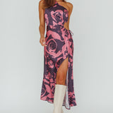 Charisma One-Shoulder Cut-Out Maxi Dress Floral Purple