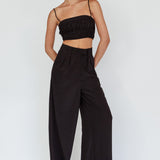 Regal Wide-Leg Mid Rise Pants Black