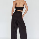 Regal Wide-Leg Mid Rise Pants Black