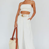 Regal Wide-Leg Mid Rise Pants Cream