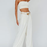 Regal Wide-Leg Mid Rise Pants Cream