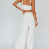 Regal Wide-Leg Mid Rise Pants Cream