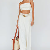 Regal Wide-Leg Mid Rise Pants Cream