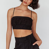 Regal Ruched Cami Crop Top Black