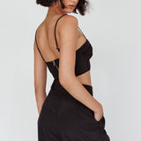 Regal Ruched Cami Crop Top Black