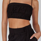 Regal Ruched Cami Crop Top Black