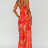 Stasi Cami Strap Midi Dress Floral Orange