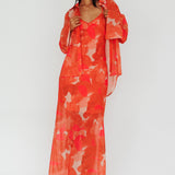 Stasi Cami Strap Midi Dress Floral Orange