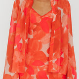 Stasi Flared Cuff Long Sleeve Shirt Floral Orange