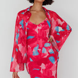 Stasi Flared Cuff Long Sleeve Shirt Floral Pink