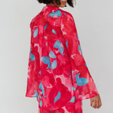 Stasi Flared Cuff Long Sleeve Shirt Floral Pink