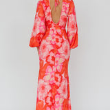 Yessica Balloon Sleeve Midi Dress Floral Pink