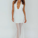 Costa Halterneck Midi Dress White