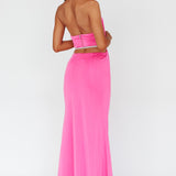 Emmi Cowl Neck Diamante Rope Dress Magenta