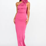 Amora Rose Halterneck Maxi Dress Hot Pink