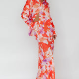 Vacation Midi Skirt Floral Orange/Purple