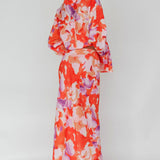 Vacation Midi Skirt Floral Orange/Purple
