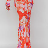 Vacation Midi Skirt Floral Orange/Purple