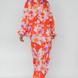 Vacation Midi Skirt Floral Orange/Purple