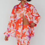 Vacation Long Sleeve Flared Cuff Shirt Orange/Purple