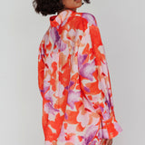 Vacation Long Sleeve Flared Cuff Shirt Orange/Purple