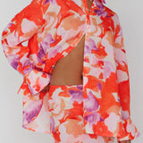 Vacation Long Sleeve Flared Cuff Shirt Orange/Purple