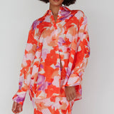 Vacation Long Sleeve Flared Cuff Shirt Orange/Purple