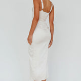 Kristin Knotted Waist Split Midi Dress Champagne