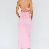 Summer Rose Front Split Midi Dress Pink