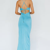 Summer Rose Front Split Midi Dress Teal