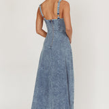 Talissa A-Line Maxi Denim Dress Blue
