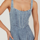 Talissa A-Line Maxi Denim Dress Blue