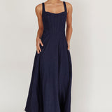 Talissa A-Line Maxi Denim Dress Indigo