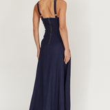 Talissa A-Line Maxi Denim Dress Indigo