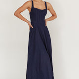 Talissa A-Line Maxi Denim Dress Indigo