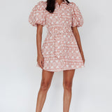 Nanette Puff Sleeve Belted Mini Dress Print Rose