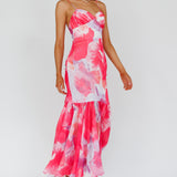 Sunni Low Back Midi Dress Floral Pink