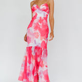 Sunni Low Back Midi Dress Floral Pink