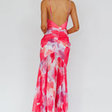 Sunni Low Back Midi Dress Floral Pink