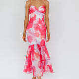 Sunni Low Back Midi Dress Floral Pink
