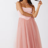Rosemary Tulle Bustier Midi Dress Pink
