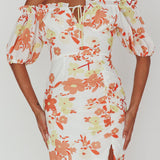 Jalynn Off-Shoulder Split Midi Dress Floral Orange