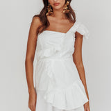 Koko One-Shoulder Ruffle Mini Dress White
