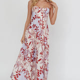 Echoes Tied Back A-Line Midi Dress Floral Lilac