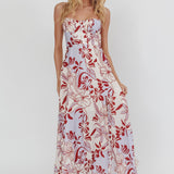 Echoes Tied Back A-Line Midi Dress Floral Lilac
